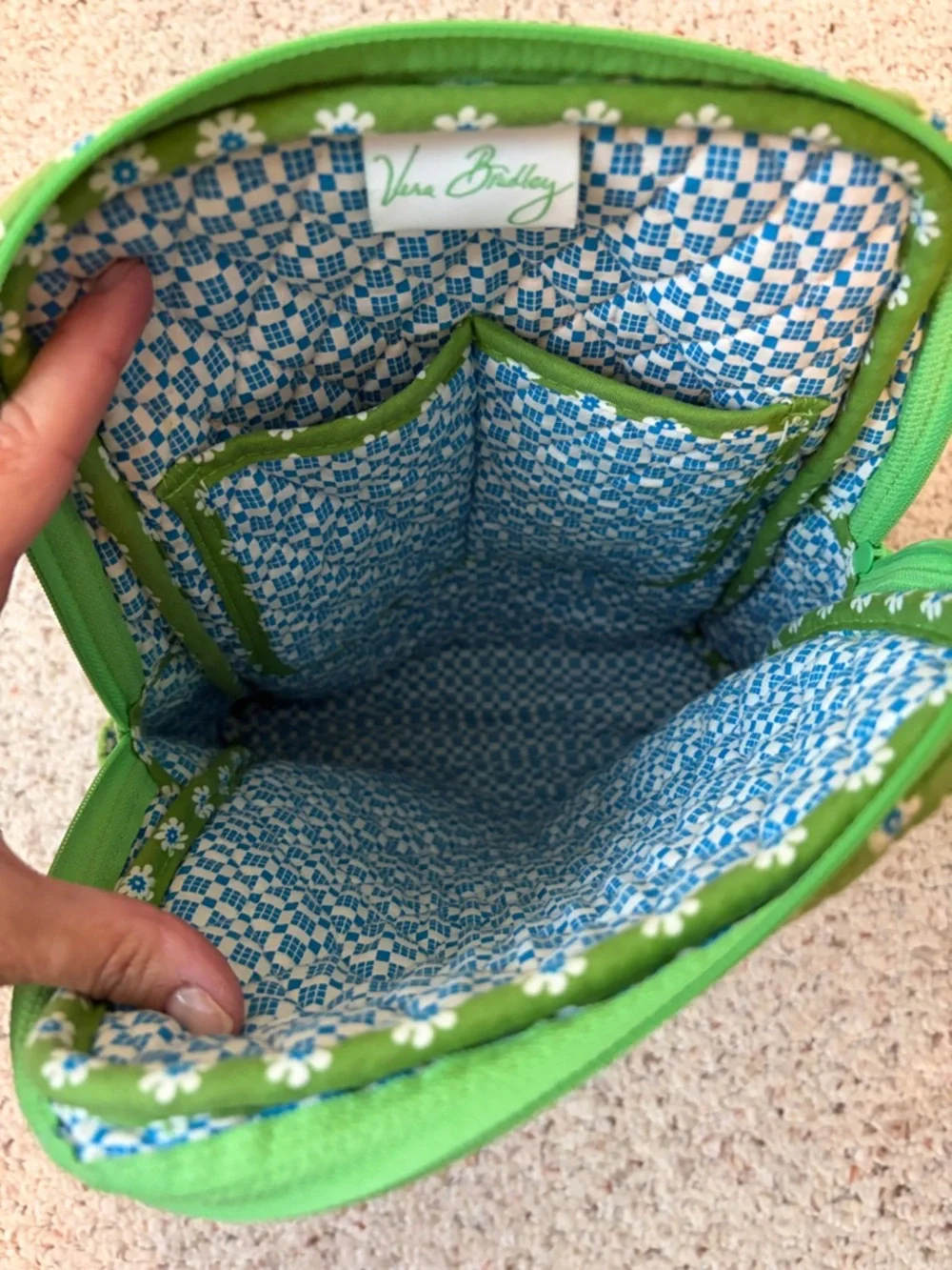 Vintage Vera Bradley Green Apple Daisy Quilted Backpack